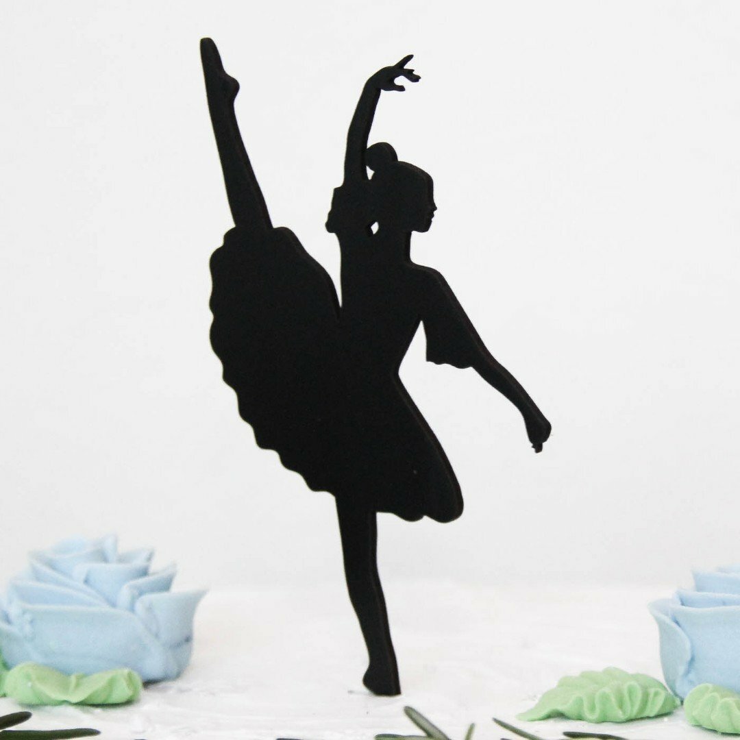 Drevený zápich na tortu - Tanečnica baletu | Čierna