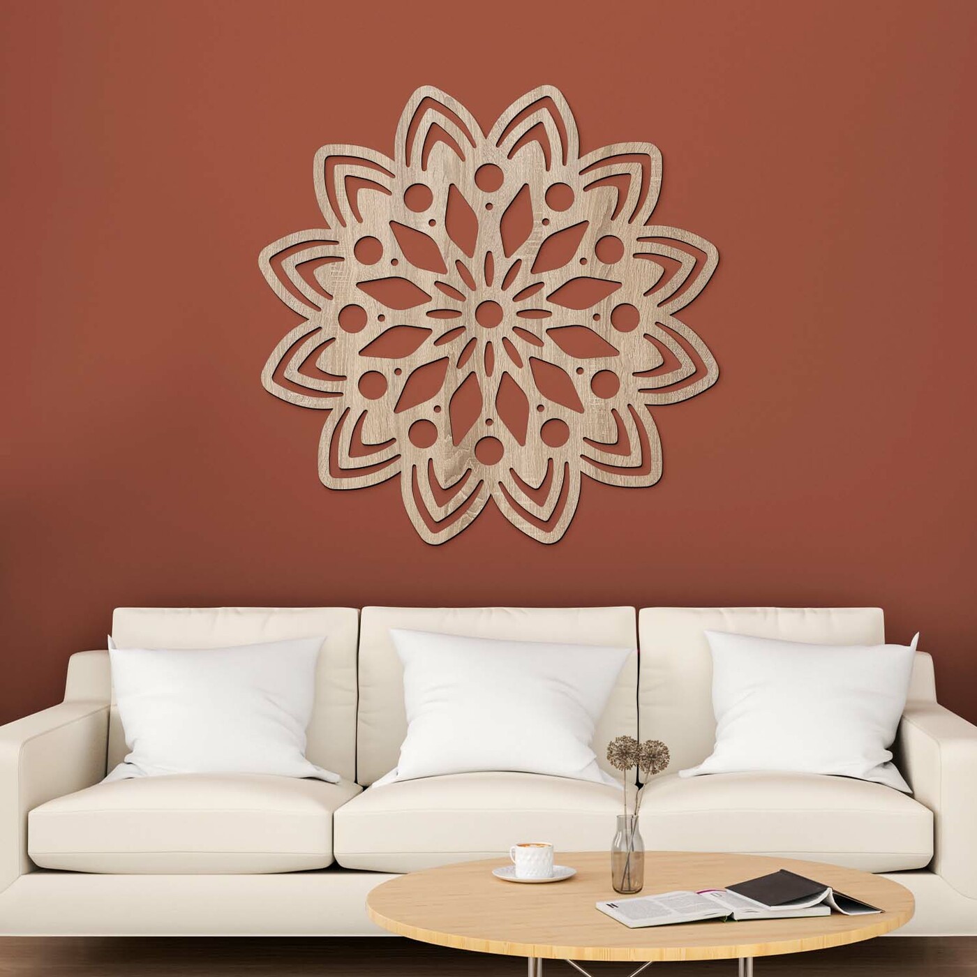 Wooden Mandala on the Wall - Unique | Oak Sonoma