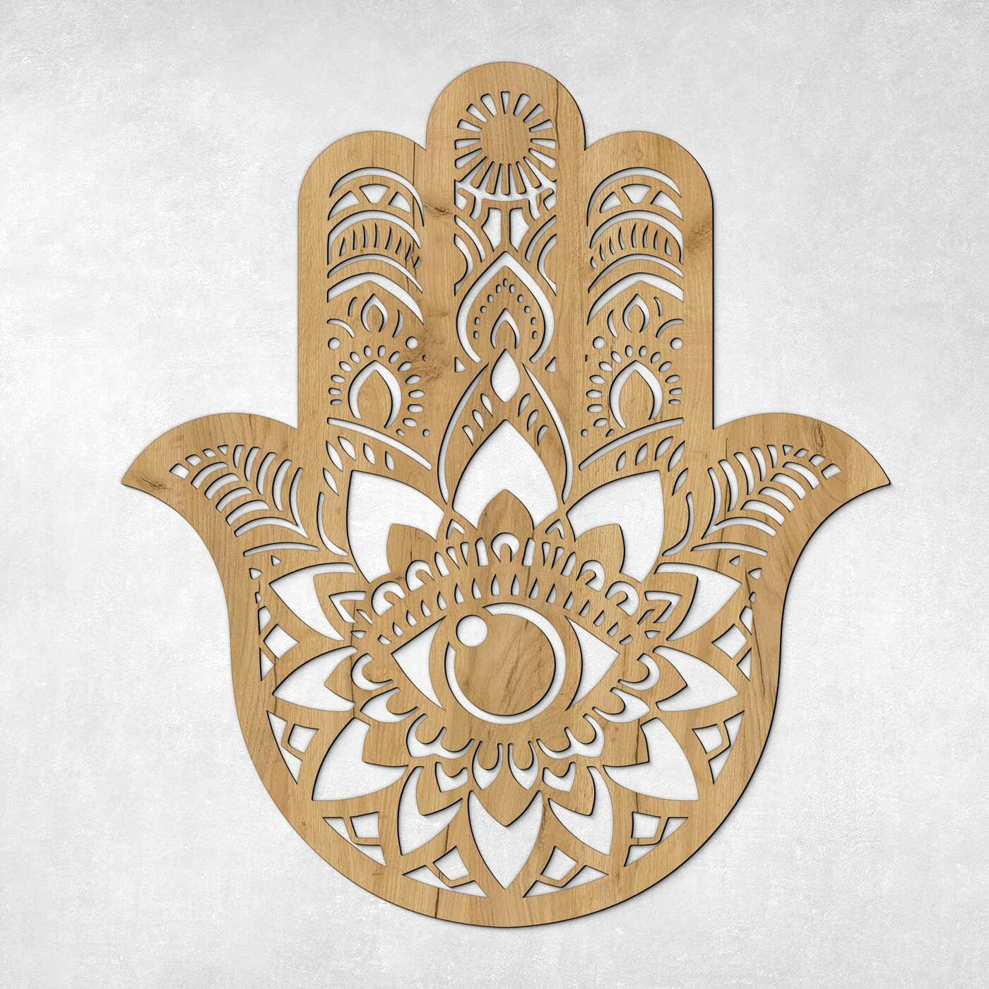 Wooden Picture of Symbol - Hand of Fatima | Gold Craft Oak