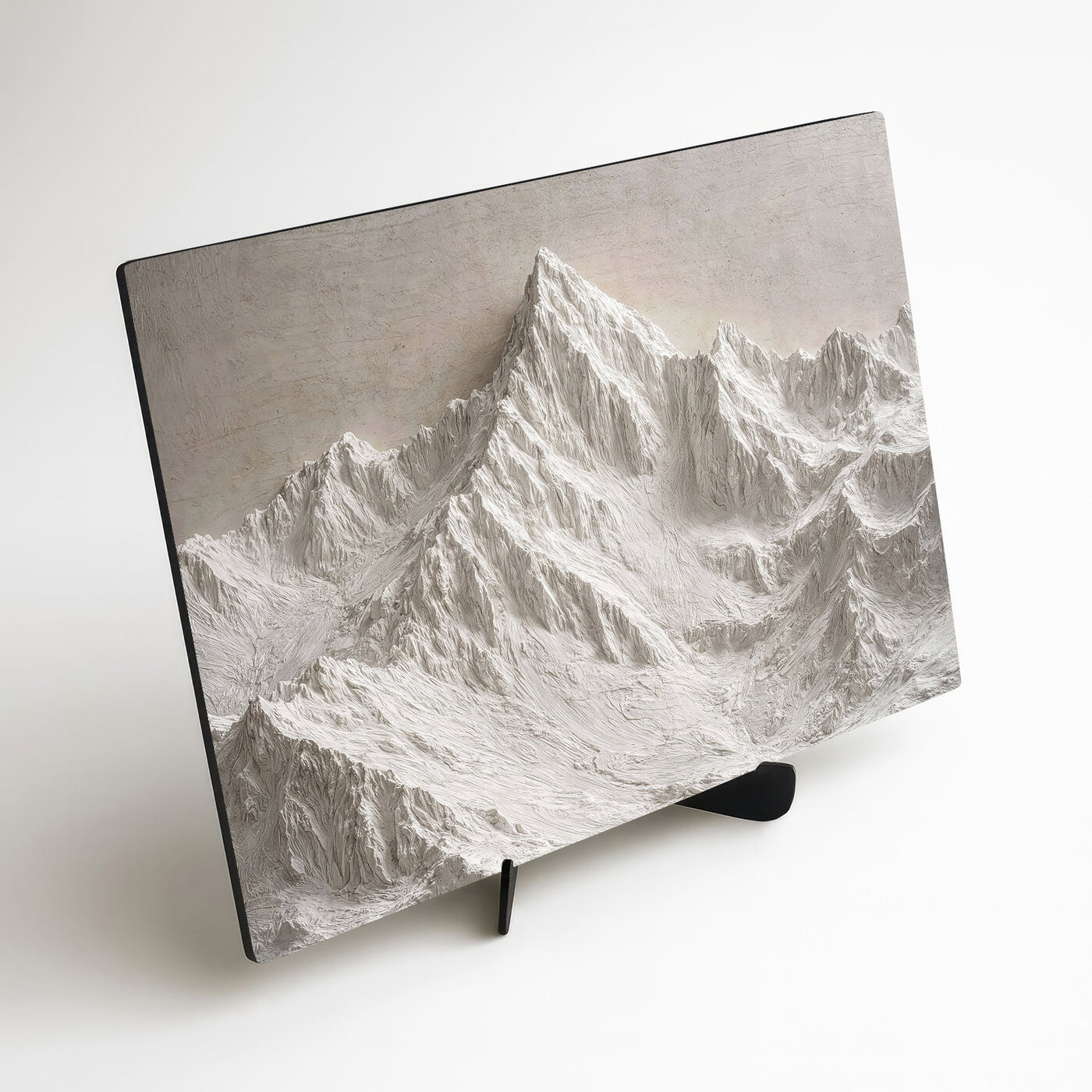 Drevený obraz - Biele abstraktné hory