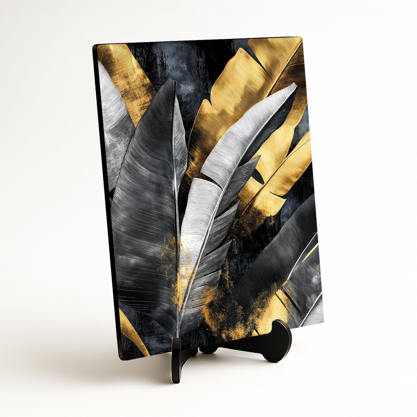 Modern picture - Golden tropical leaves