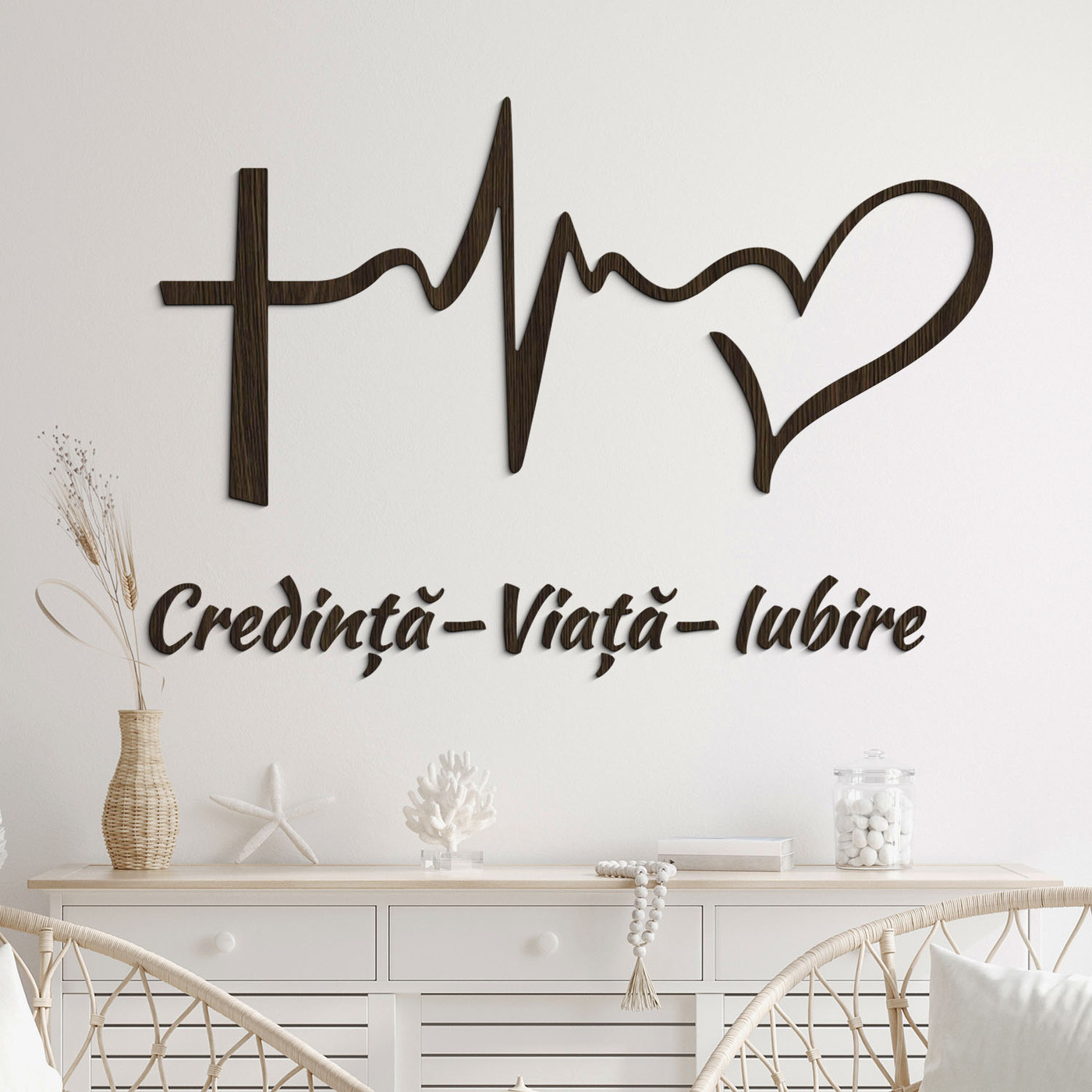 Autocolant de perete - Credință, Viață, Iubire | Wenge