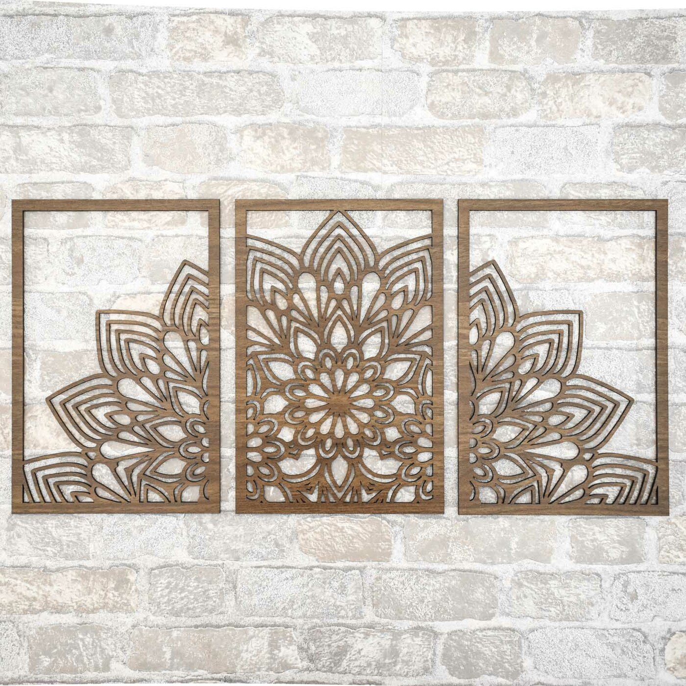 Multi-Part Mandala on the Wall - Abundance | Walnut