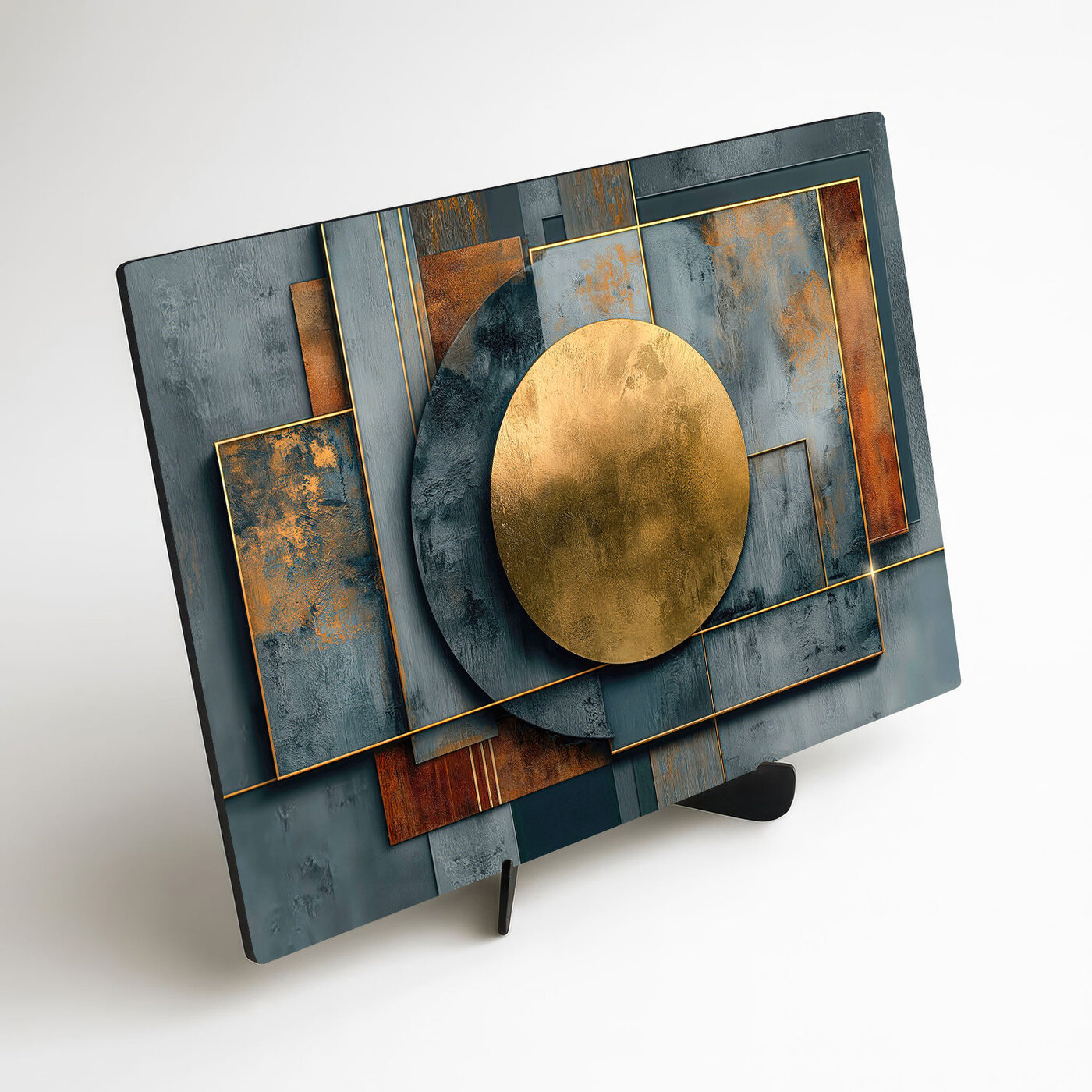 Drevený obraz - Industriálna abstraktná sféra