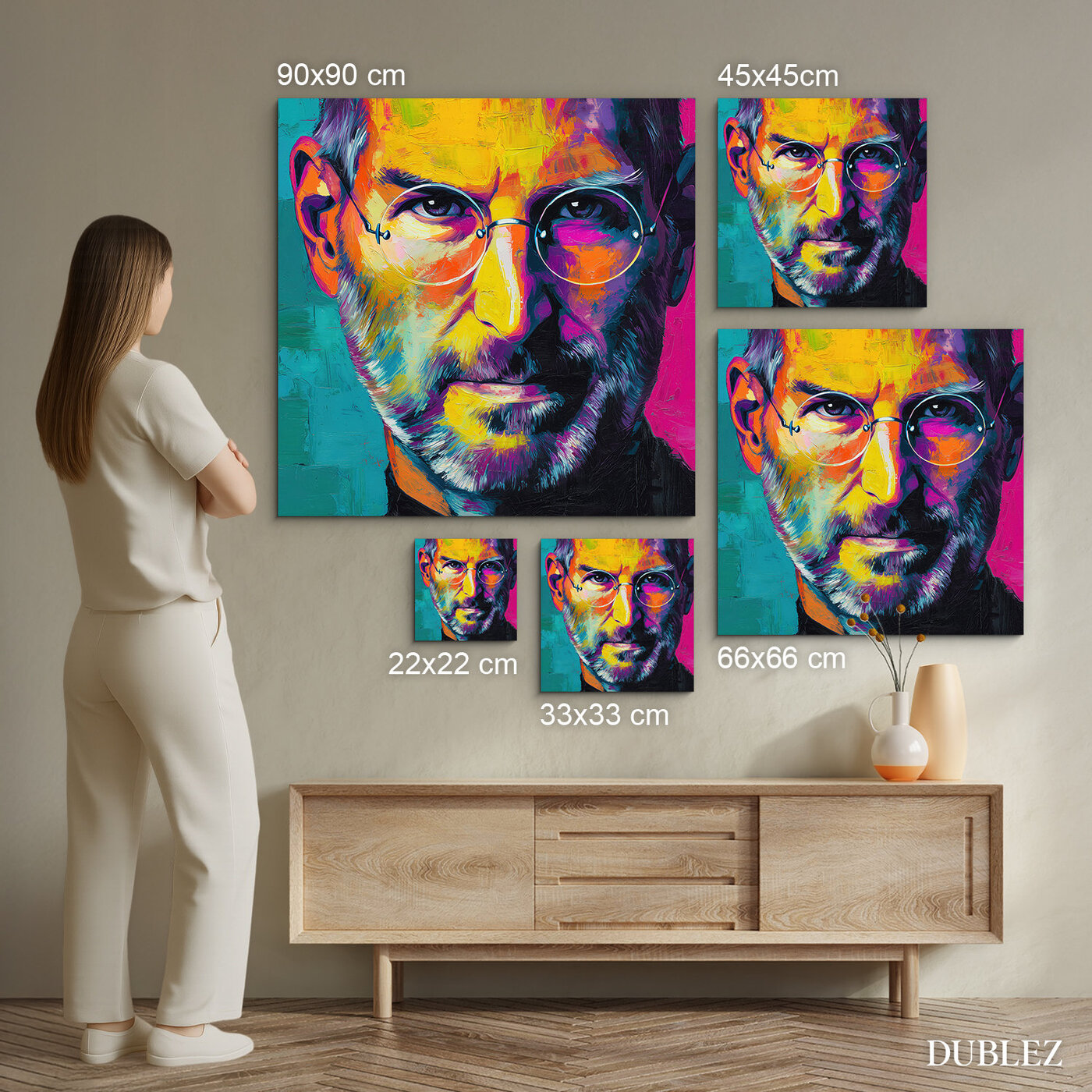 Colorful pop-art portrait for the wall - Steve Jobs