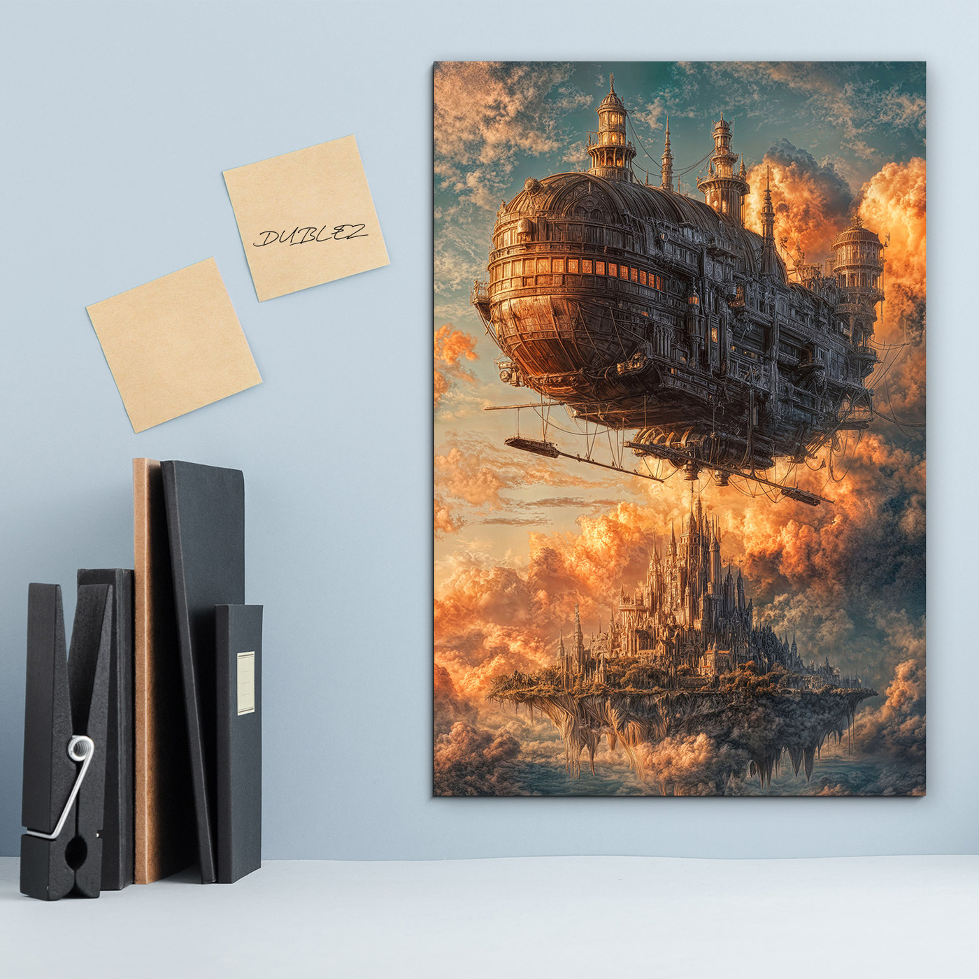 Futuristický obraz na dreve - Vzducholoď