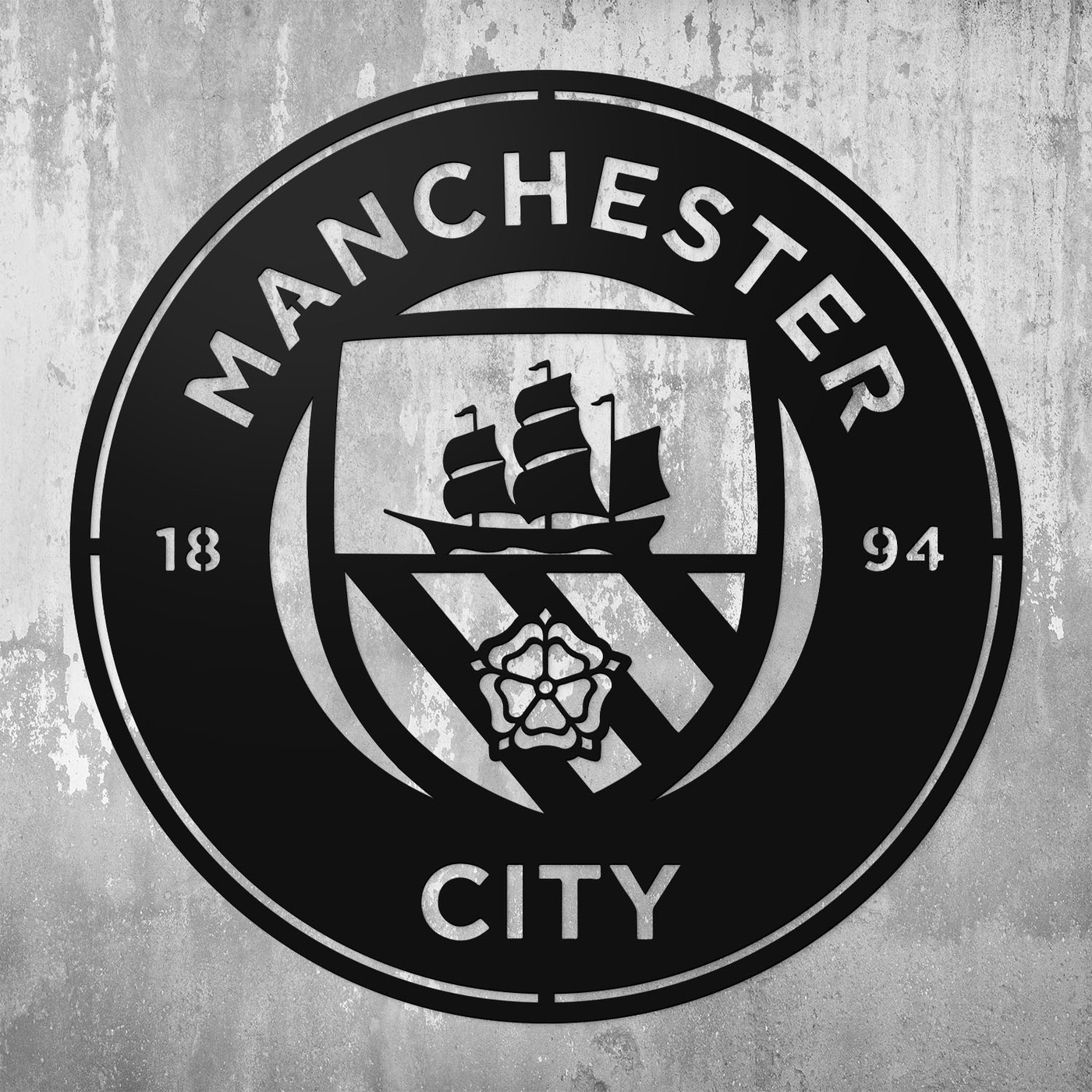 Siglă din lemn a clubului - Manchester City | Negru