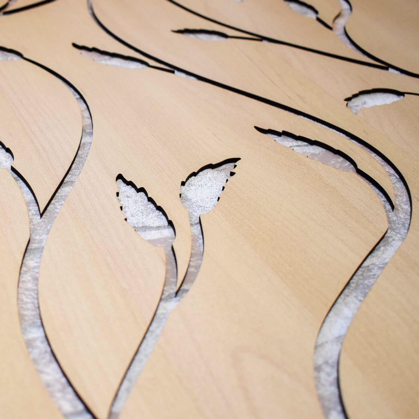 Drevený panel - Lístky na stonkách | Javor