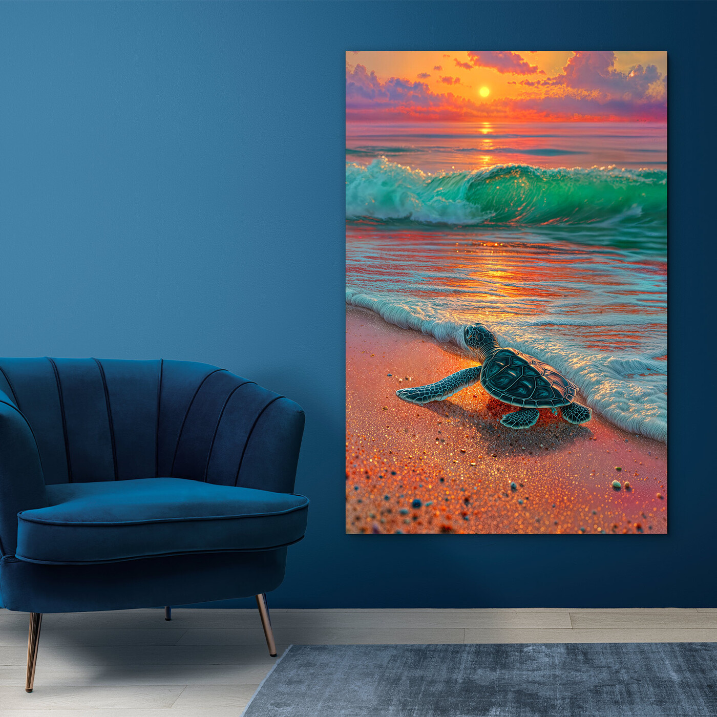 Colorful painting on wood - Turtle