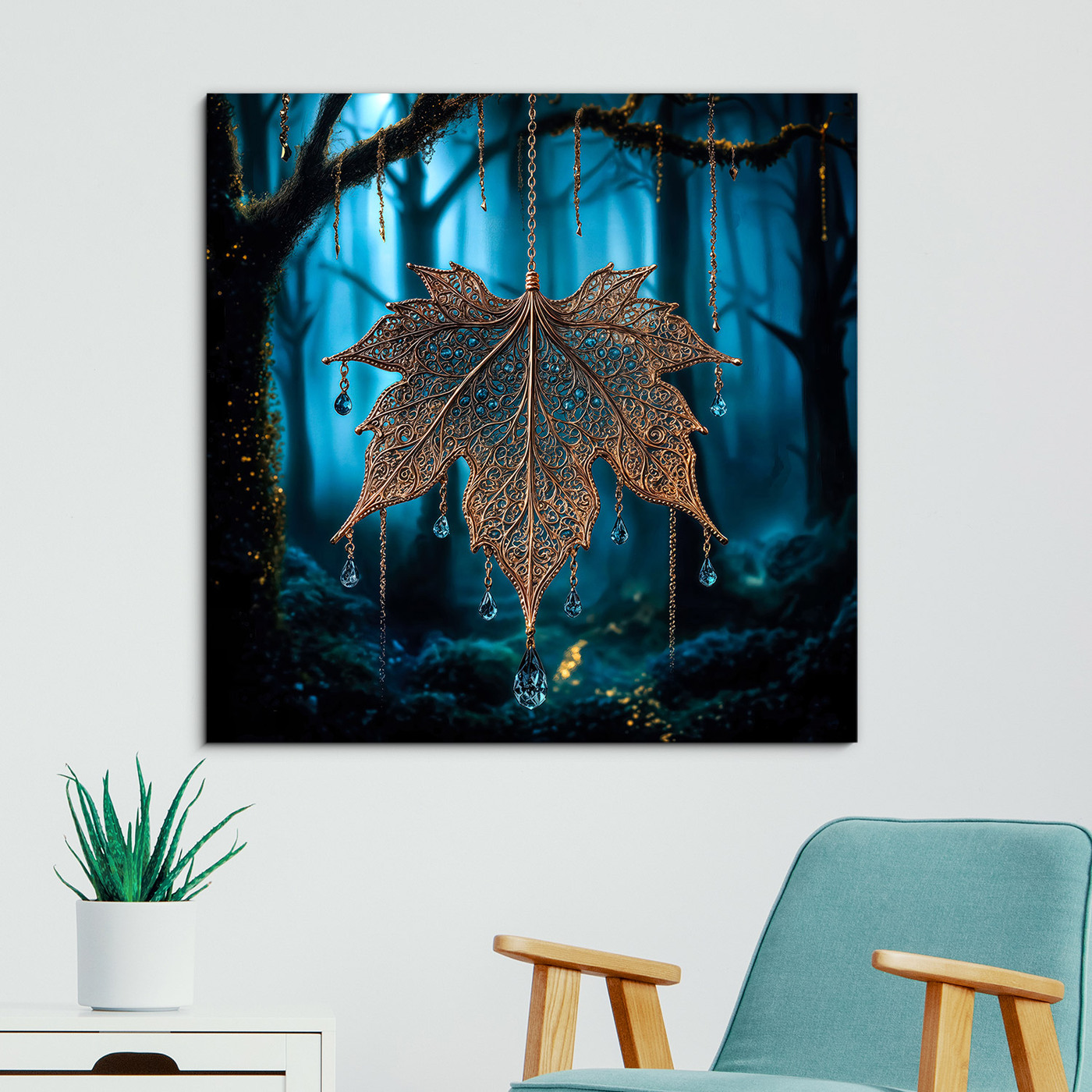 Drevený obraz - Zlatý mystický list