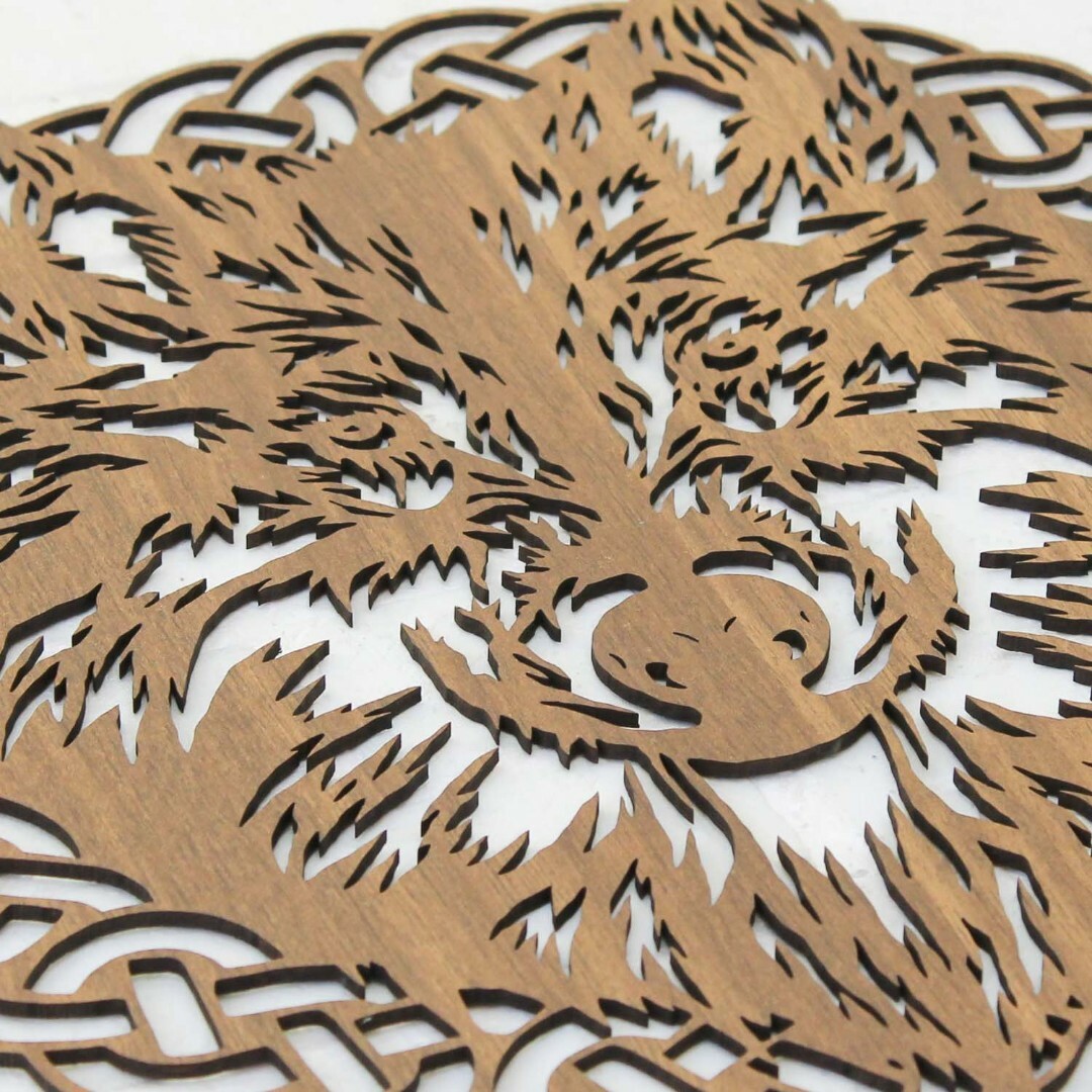 Wooden Wall Art - Wolf in Frame | Walnut