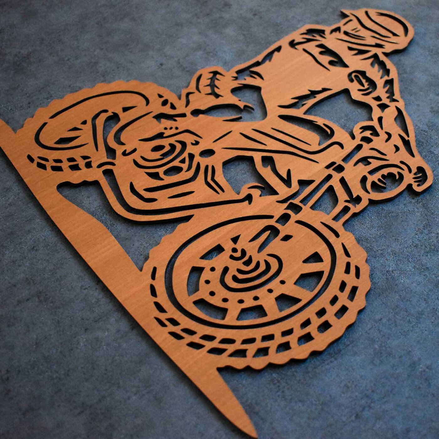 Wooden Wall Art - Motorcycle | Cherry