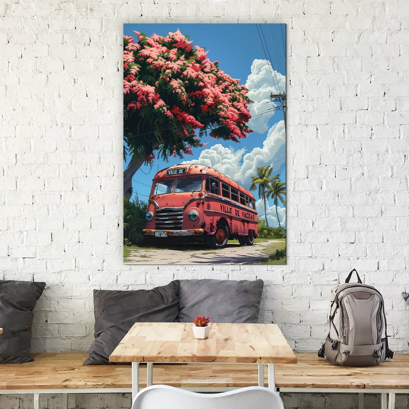 Retro Wooden Wall Art - Bus