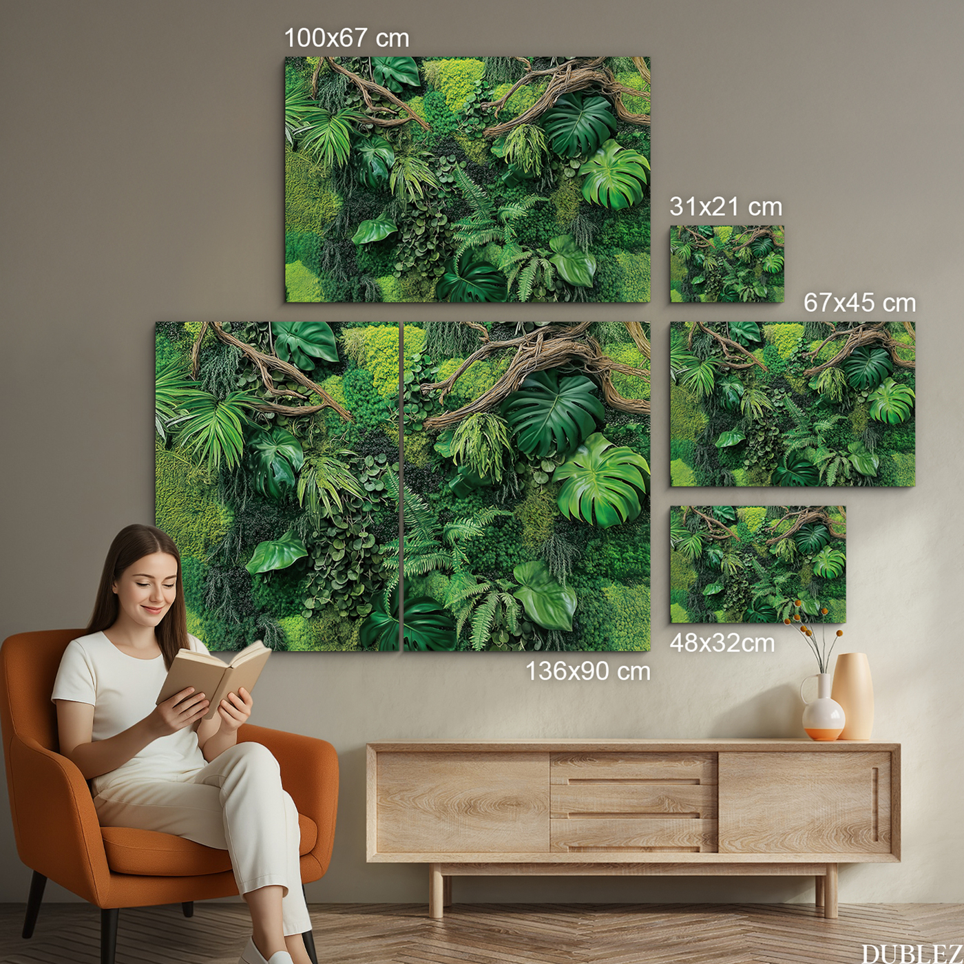 Drevený obraz - Machová monstera