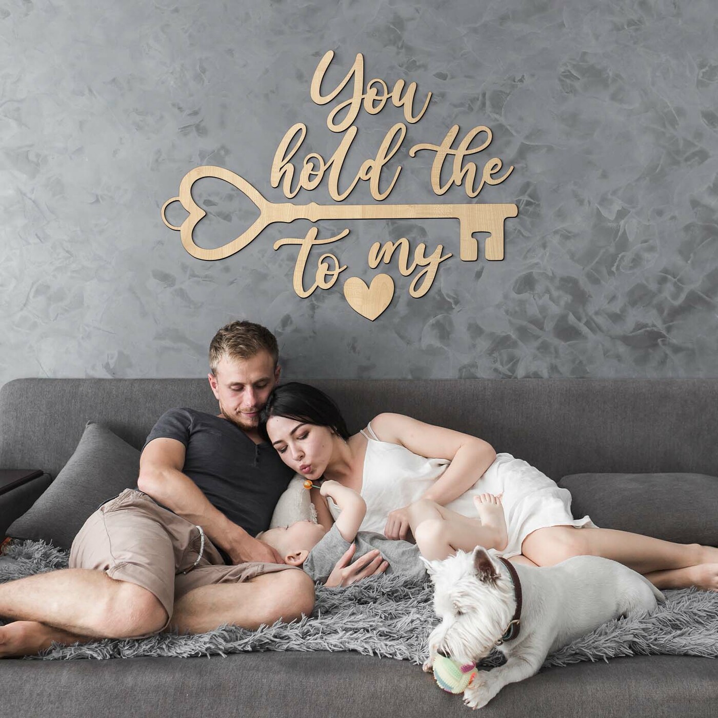 Wooden Love Quote on the Wall - Key | Maple