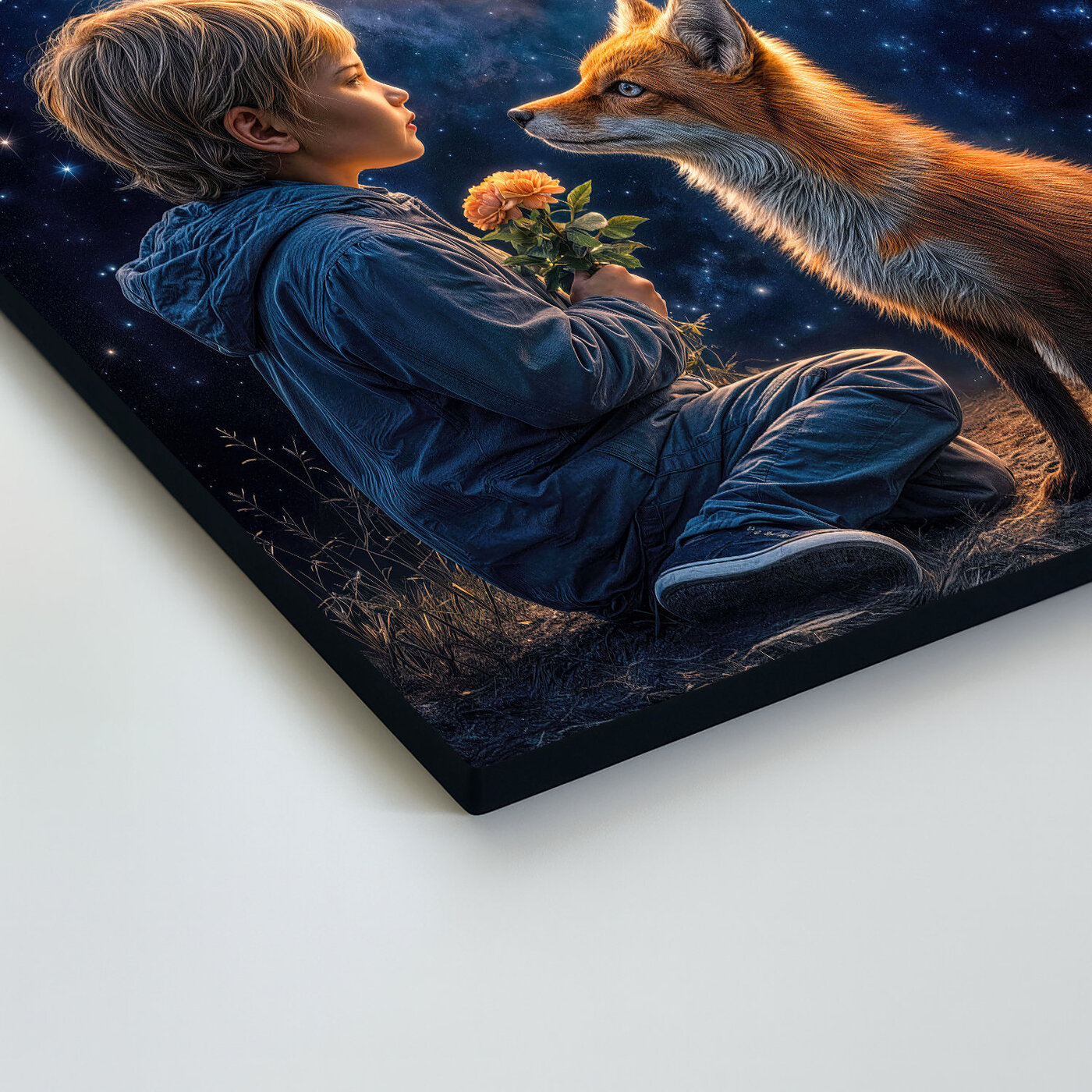 Drevený obraz na stenu - Malý princ a líška