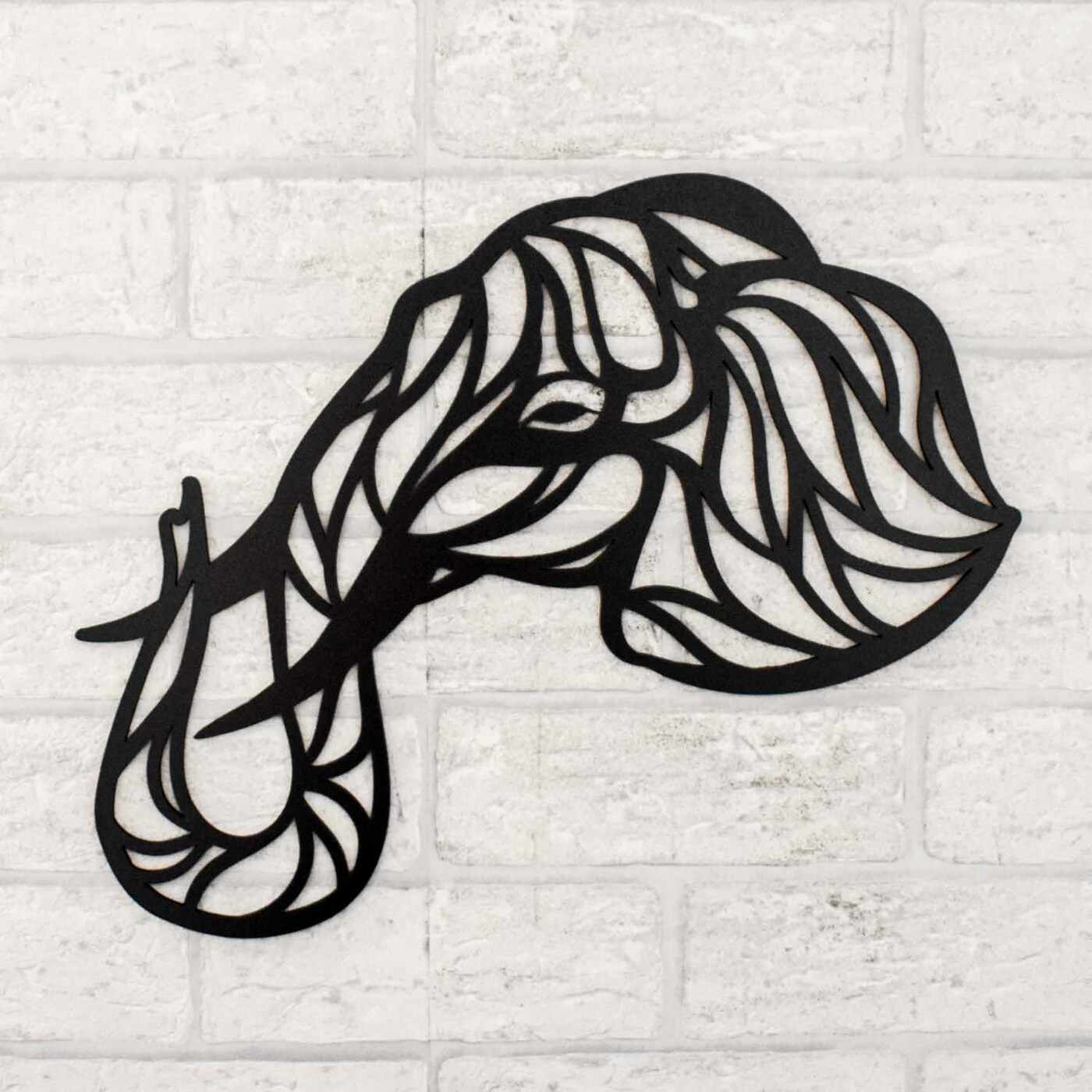 Drevená dekorácia na stenu - Slon  | Čierna