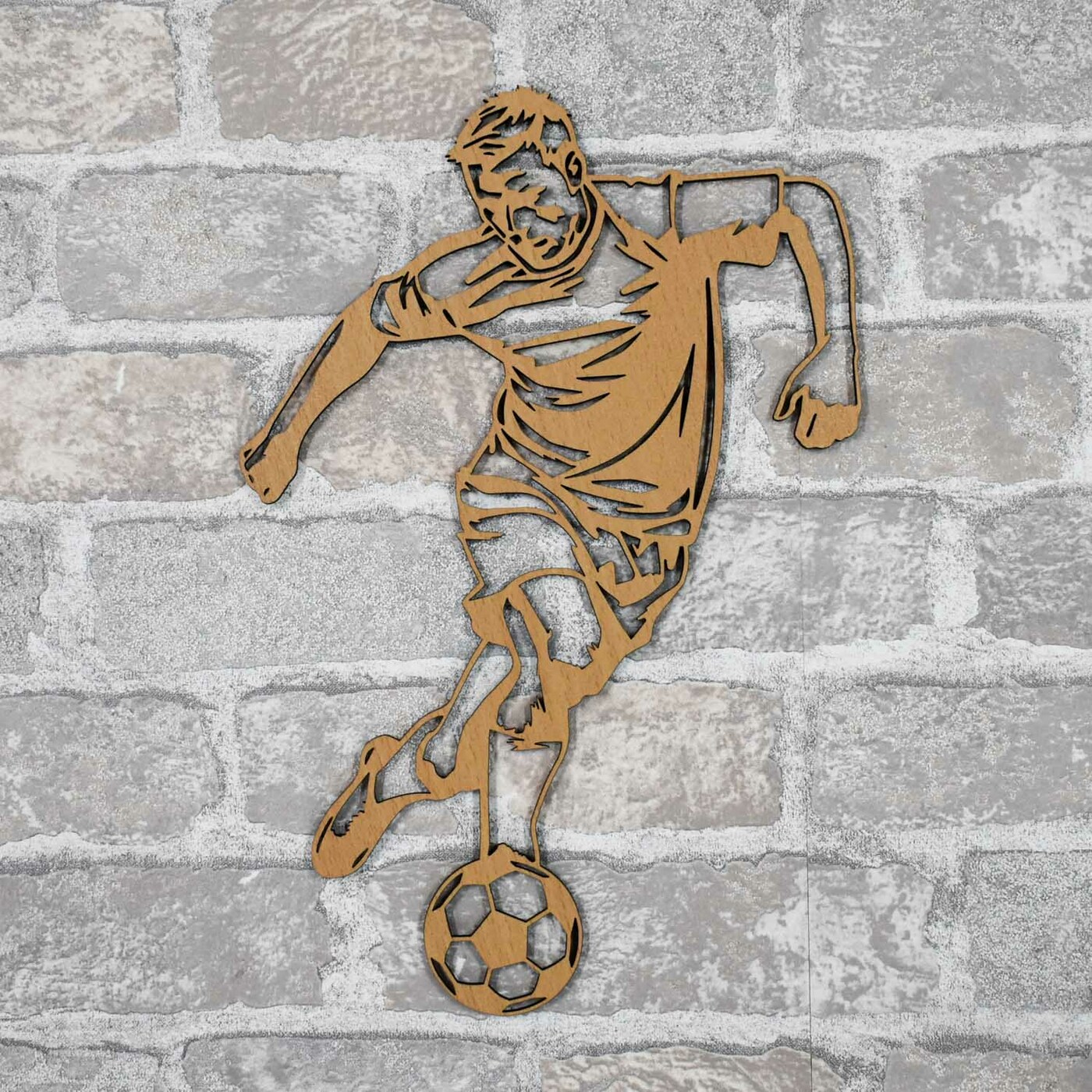Wooden Wall Sticker - Footballer | Beech