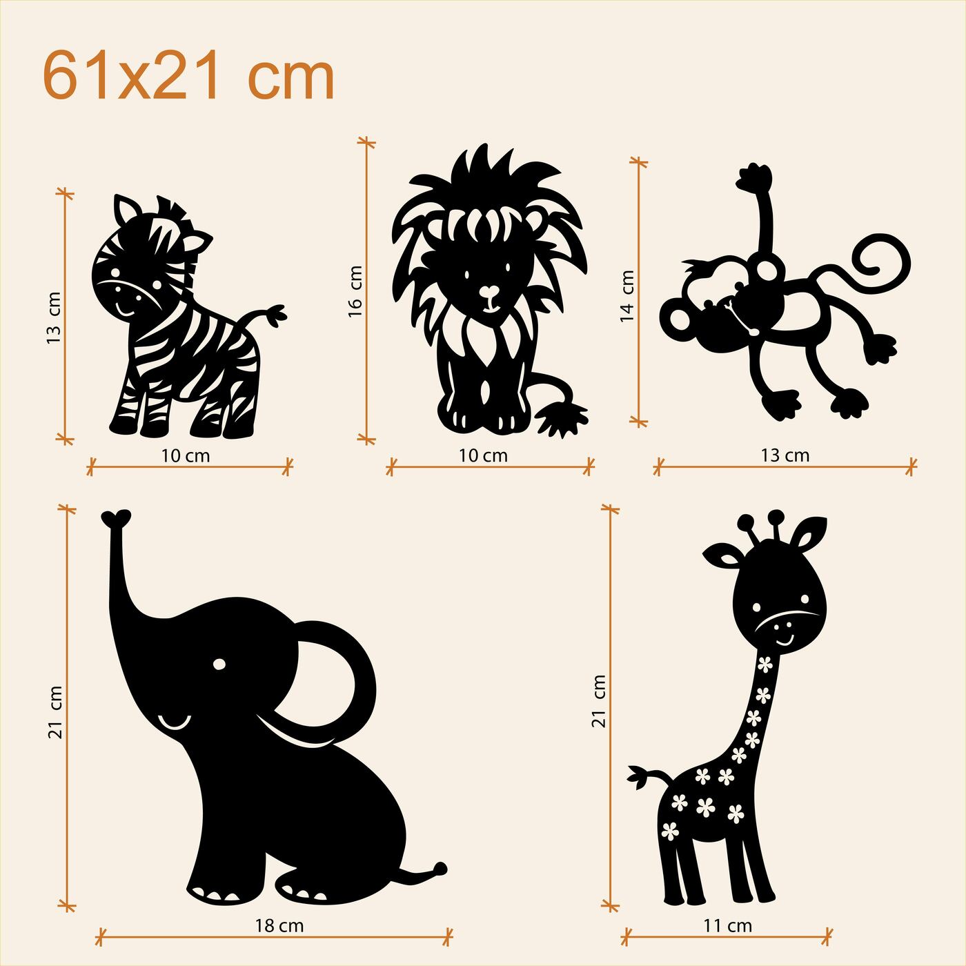 Dětské nálepky na zeď - Safari | 61x21 cm