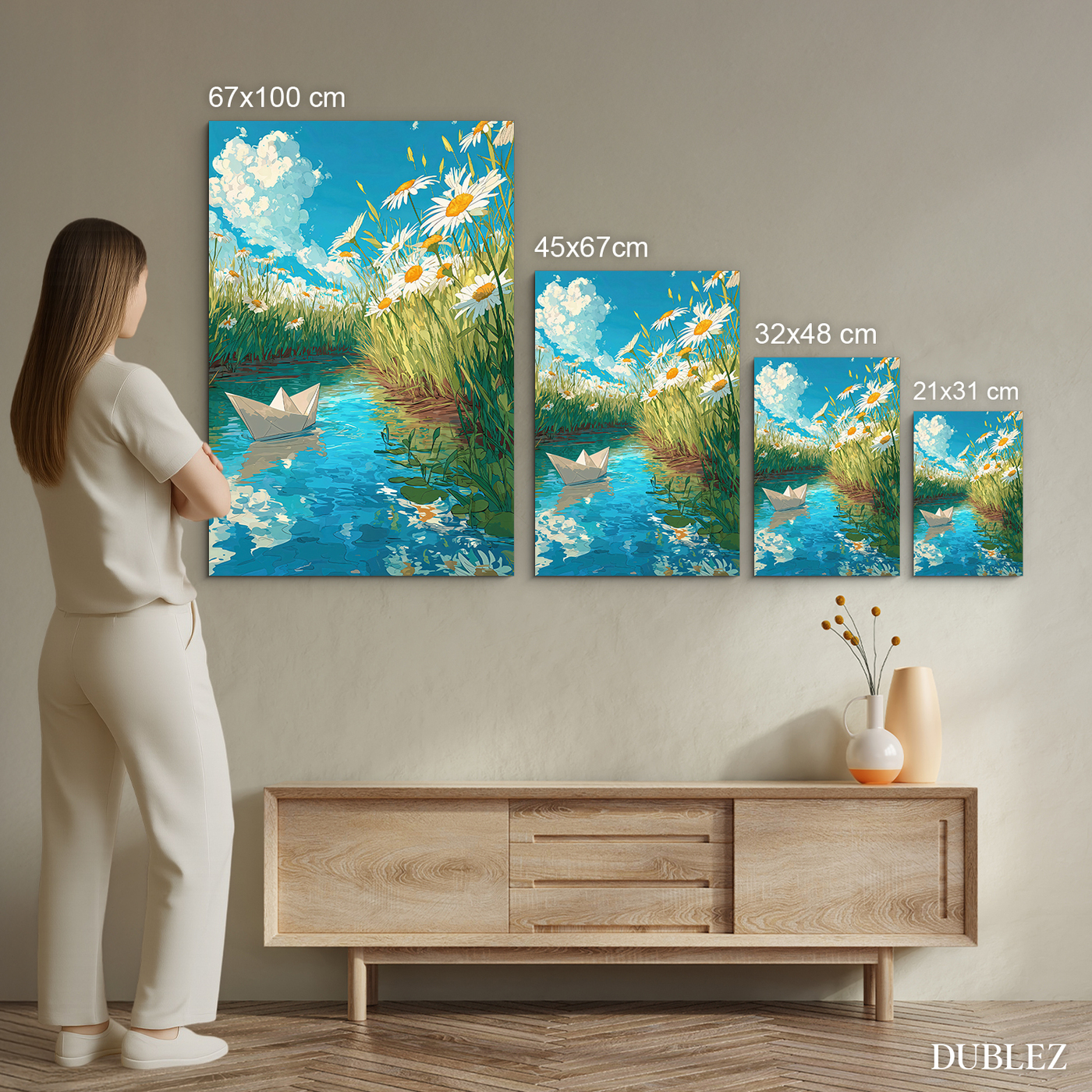 Barevný obraz - Papírová loďka na potoku