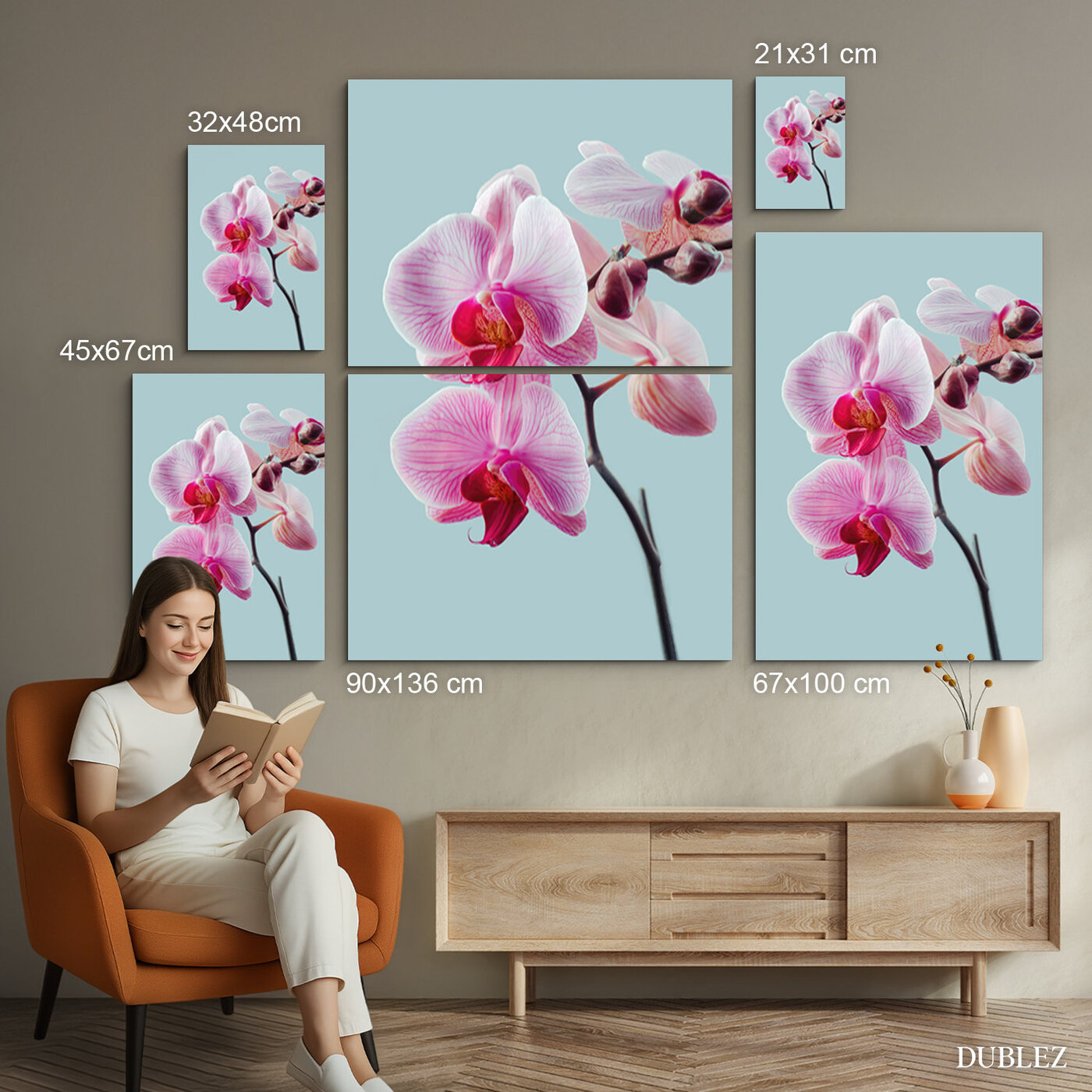 Dřevěný obraz - Květiny orchidejí | 90x136 cm