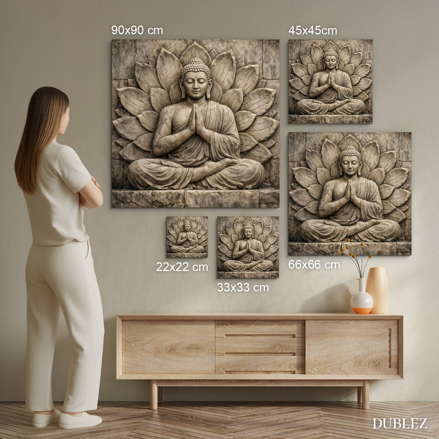 Nástěnný obraz - Kamenný Buddha v lotosu