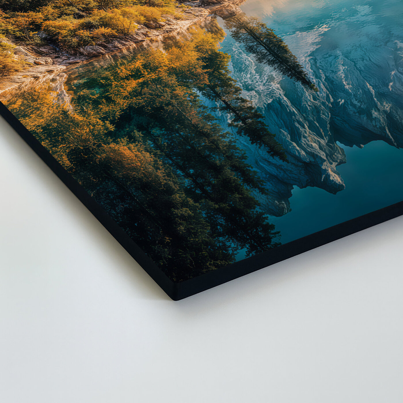 Drevený obraz - Jesenné hory a jazero