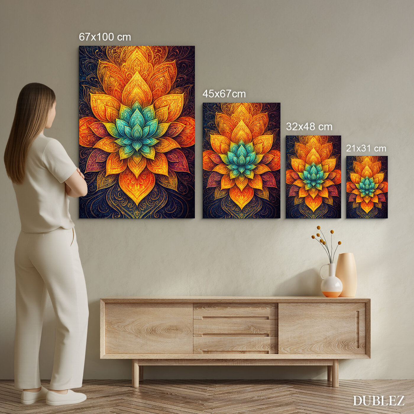 Lotus mandala of eternal light - Wooden picture