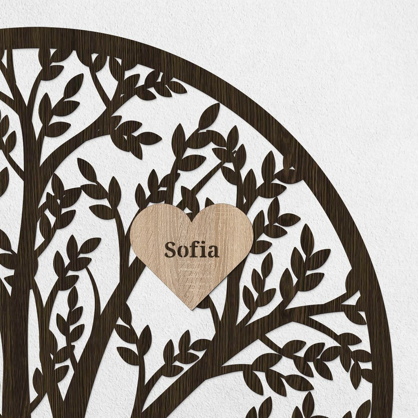 Wooden Heart with Name | Oak Sonoma