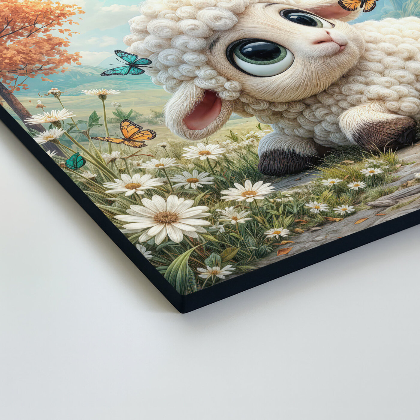 Drevený obraz pre deti - Ovečka na lúke