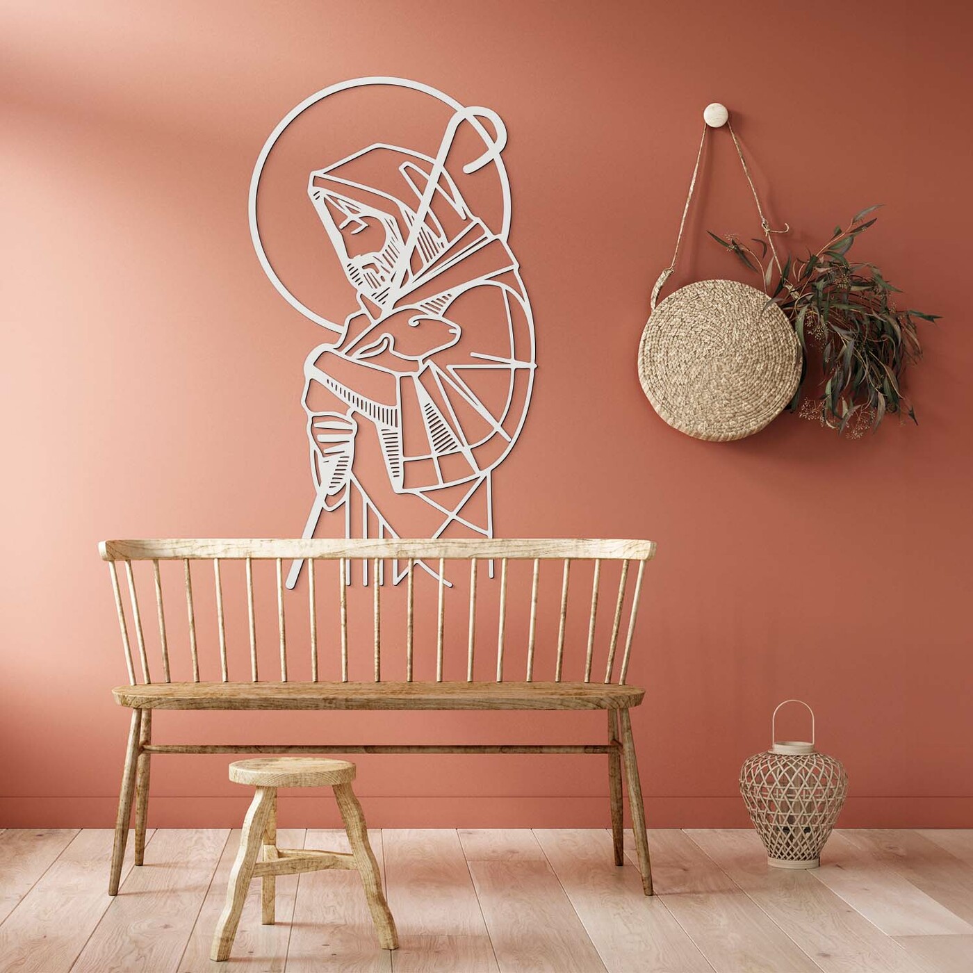 Modern Wall Art - Jesus - The Good Shepherd | White