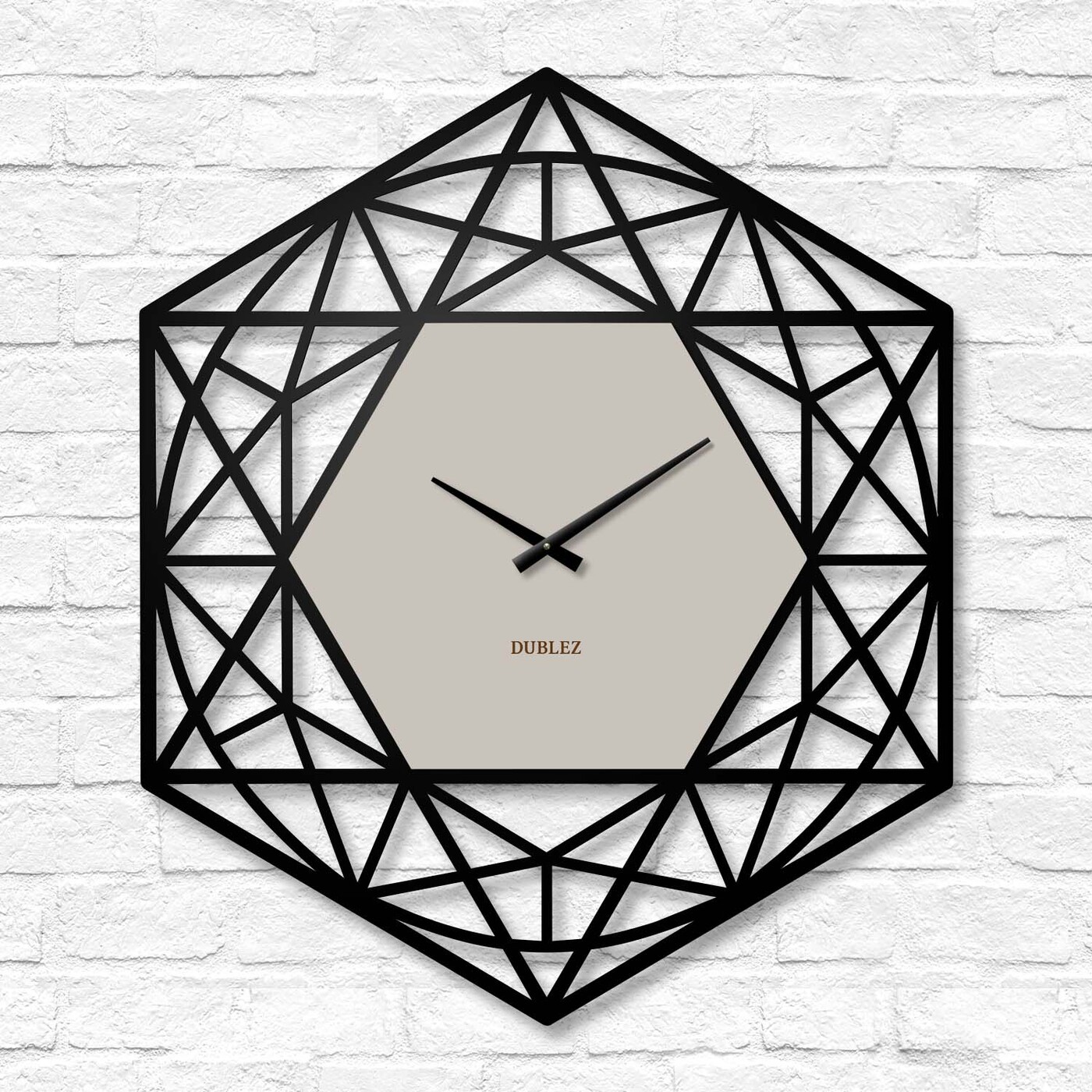 Geometrické hodiny na stenu - Polygón | Kašmír