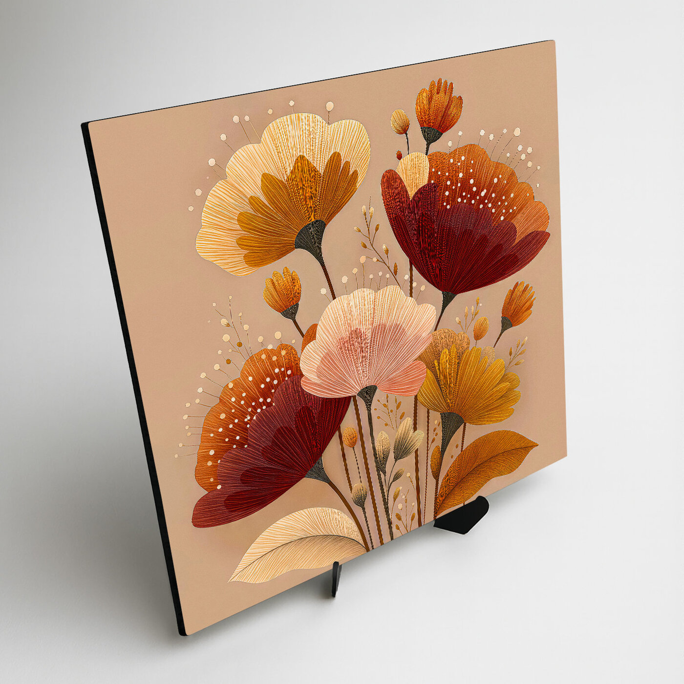 Boho obraz - Jesenné kvety