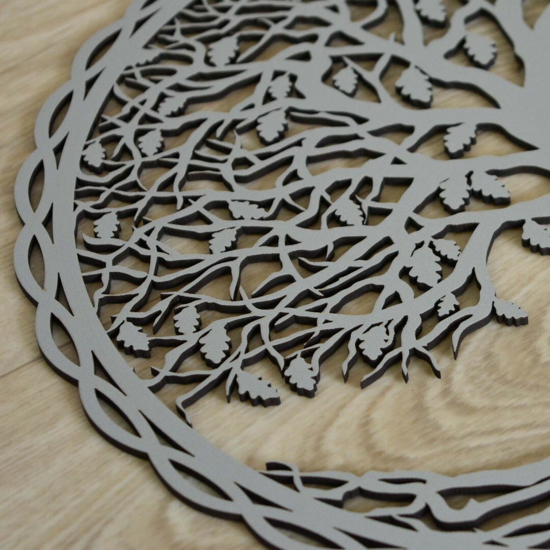 Wooden Tree of Life on the Wall - Oak | Silver