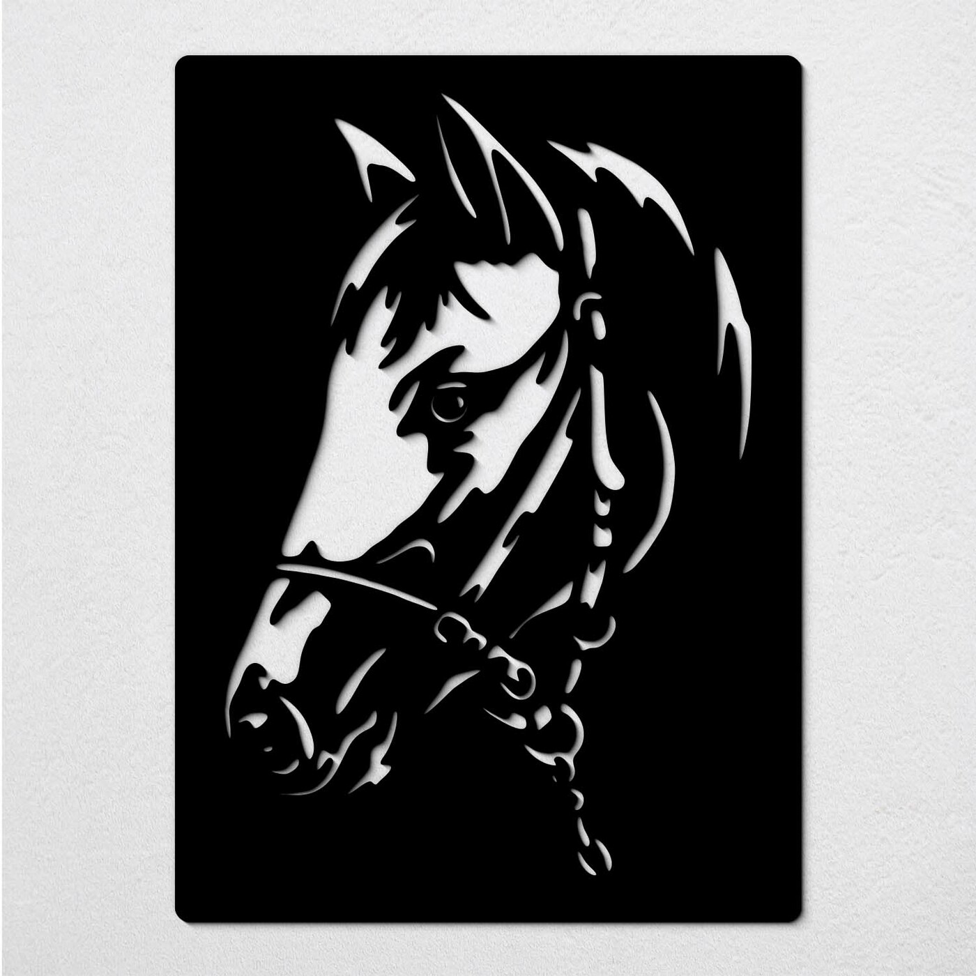 Large Wooden Wall Art - Horse | Black