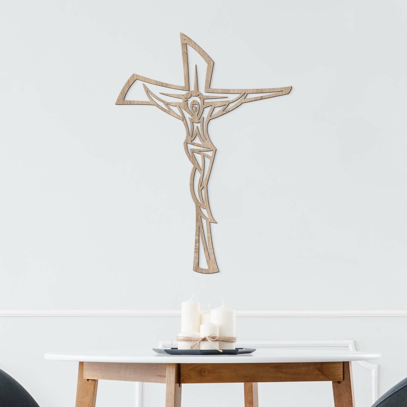 Modern Cross on the Wall | Oak Sonoma