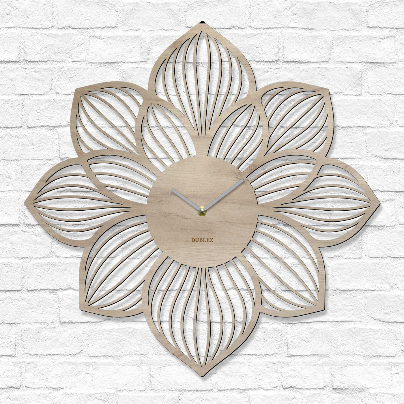 Tablou floral cu ceas - Petale | Stejar crem