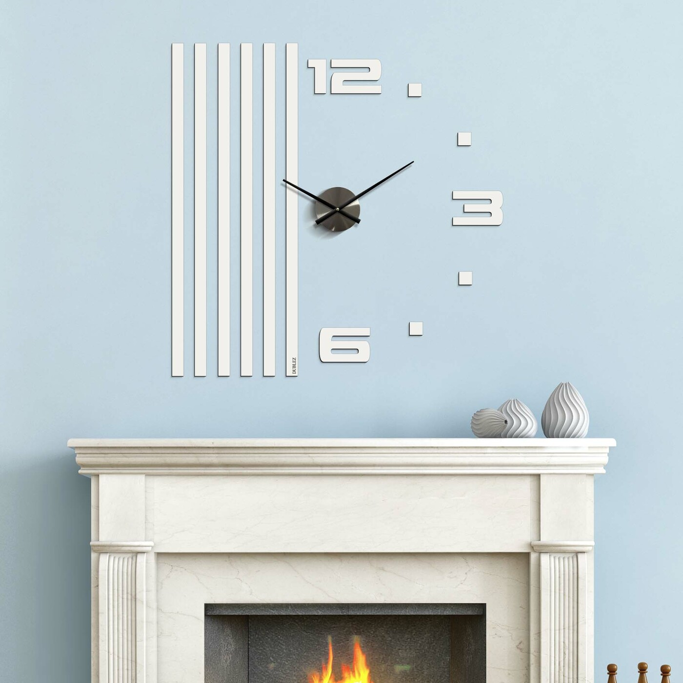 Lamelové nástenné hodiny z dreva - ONE | Biela