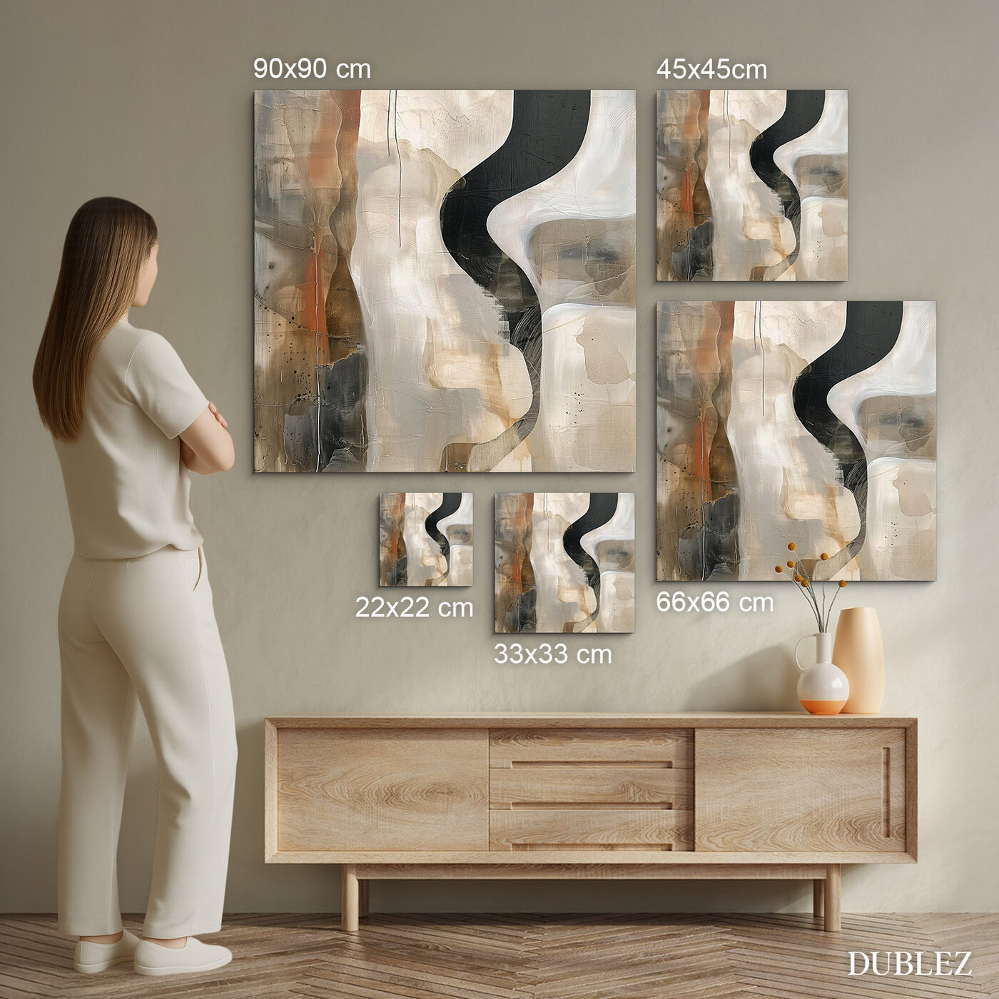 Abstract painting for the living room - Japandi