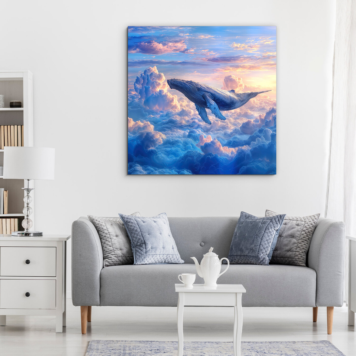 Wooden picture - Whale in the clouds