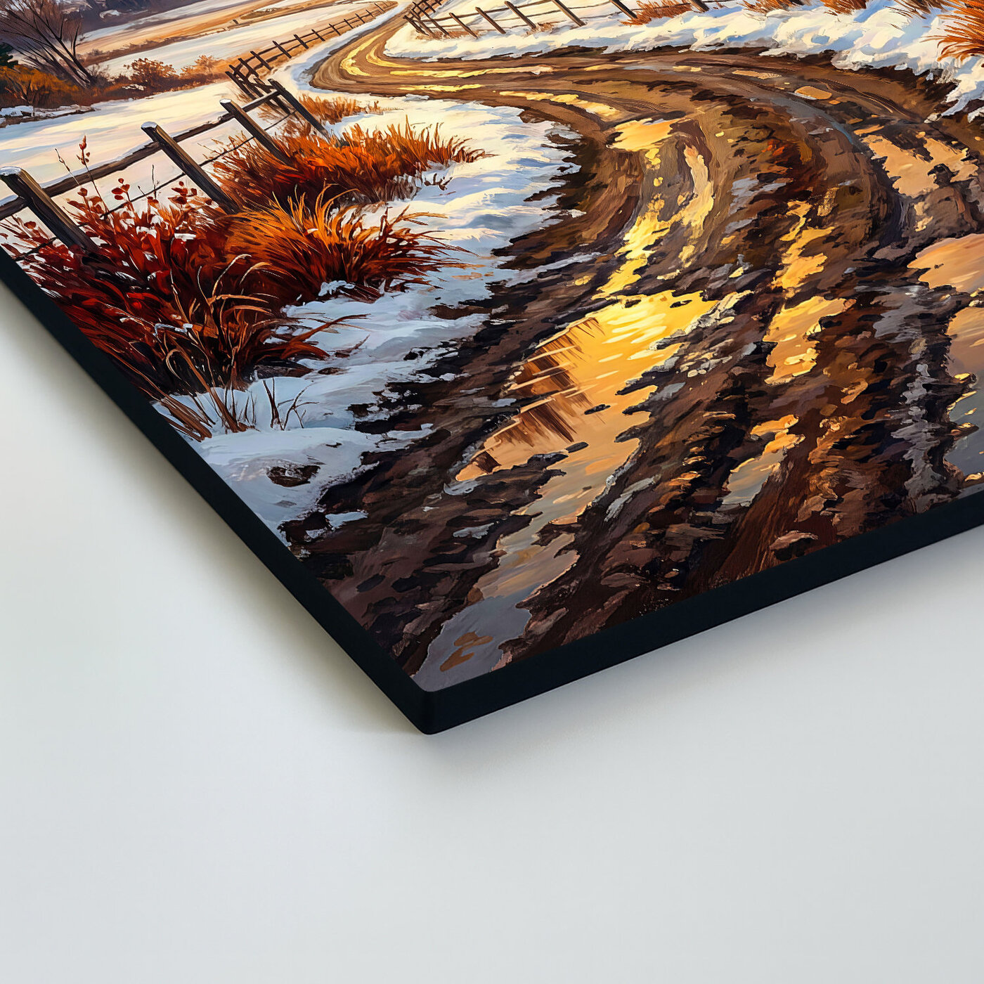 Drevený obraz - Horská chata v snehu