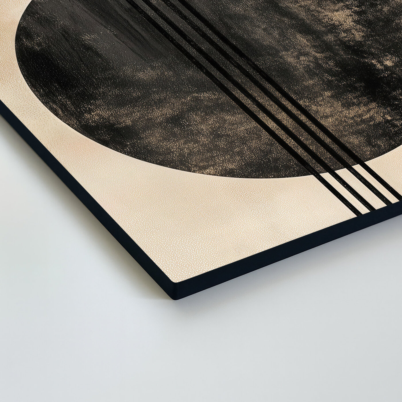 Abstract painting with a black circle