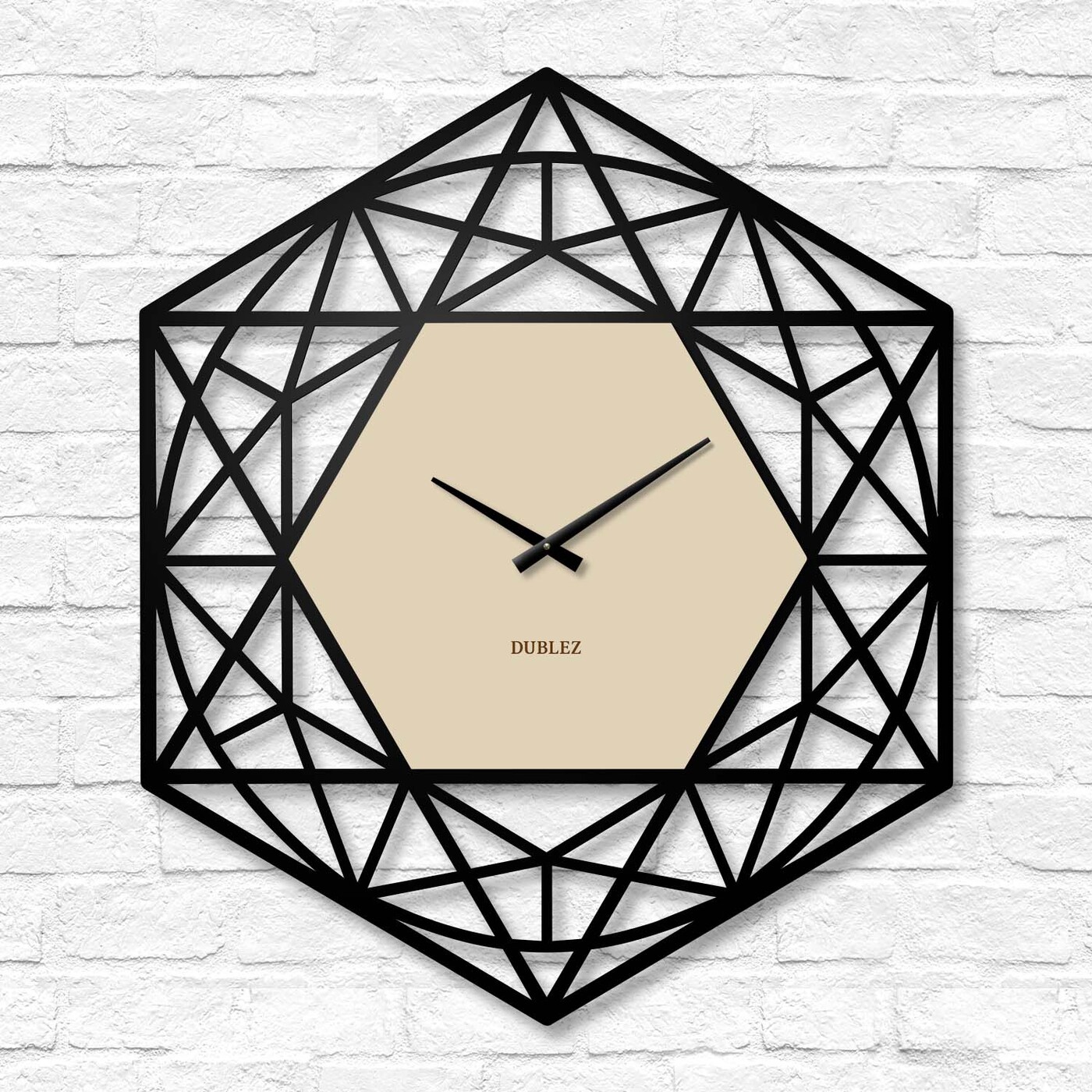Geometrické hodiny na stenu - Polygón | Béžová