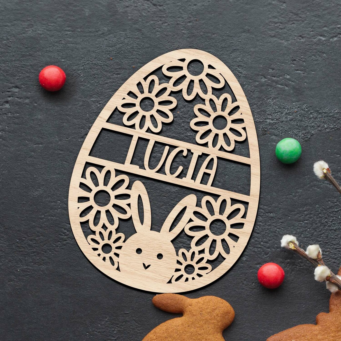 Wooden Easter Egg with Name | Beech plywood