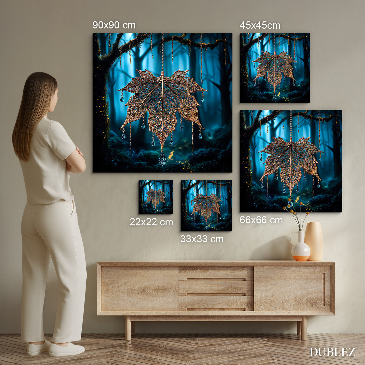 Drevený obraz - Zlatý mystický list