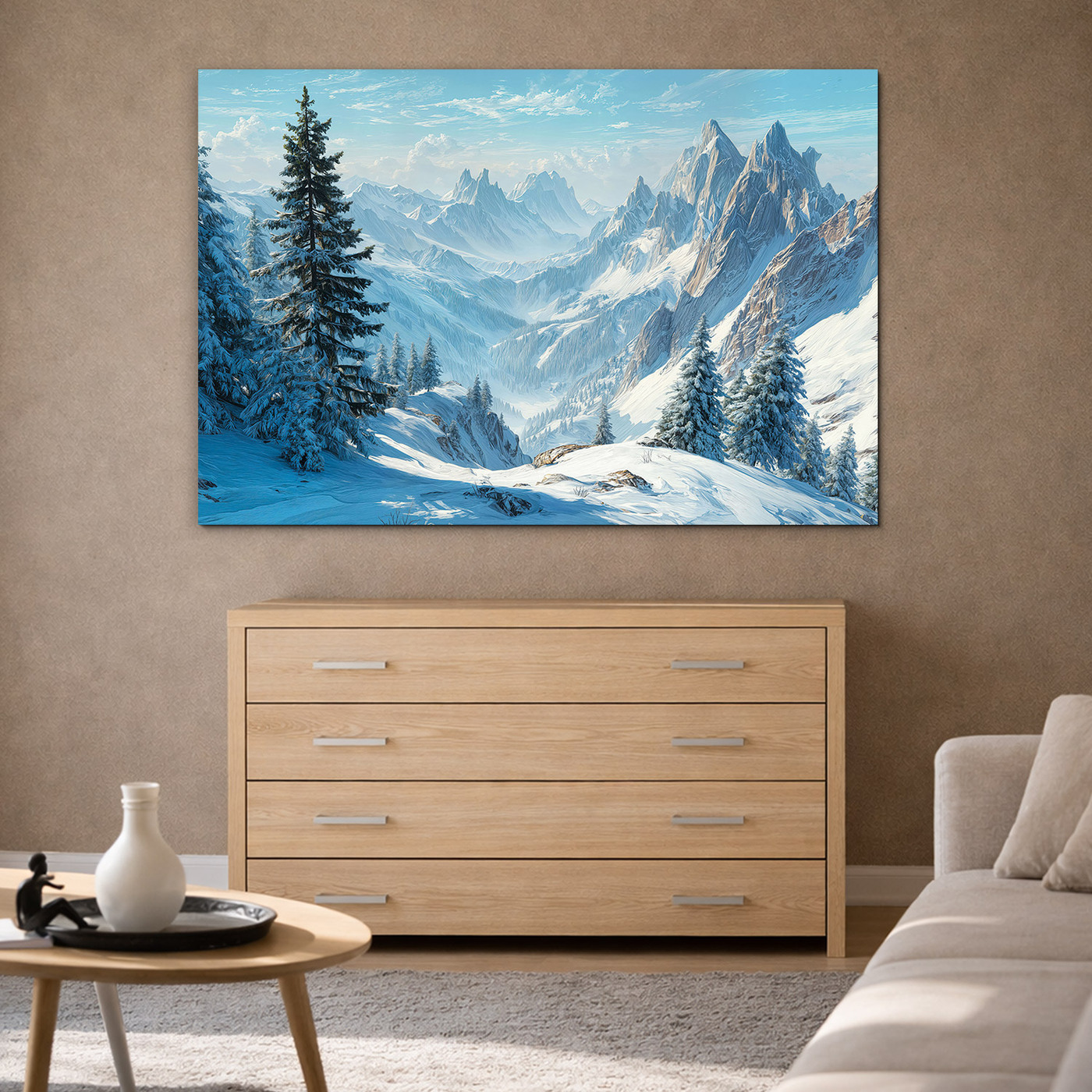 Moderný obraz do obývačky - Zasnežené hory