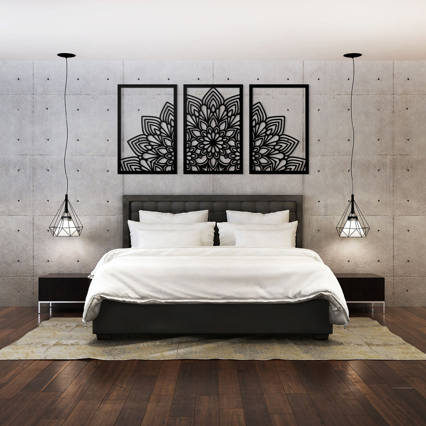 Multi-Part Mandala on the Wall - Abundance | Black