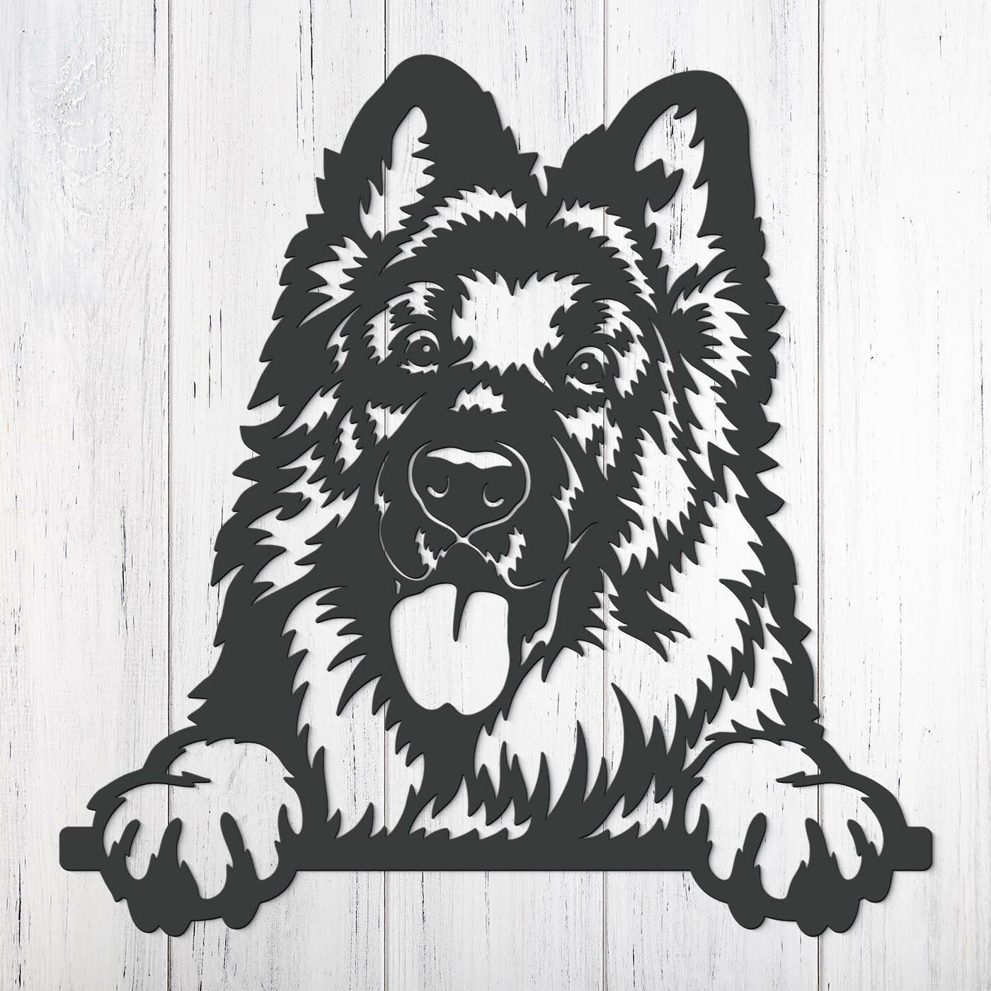 Wooden Picture - German Shepherd | Anthracite Gray