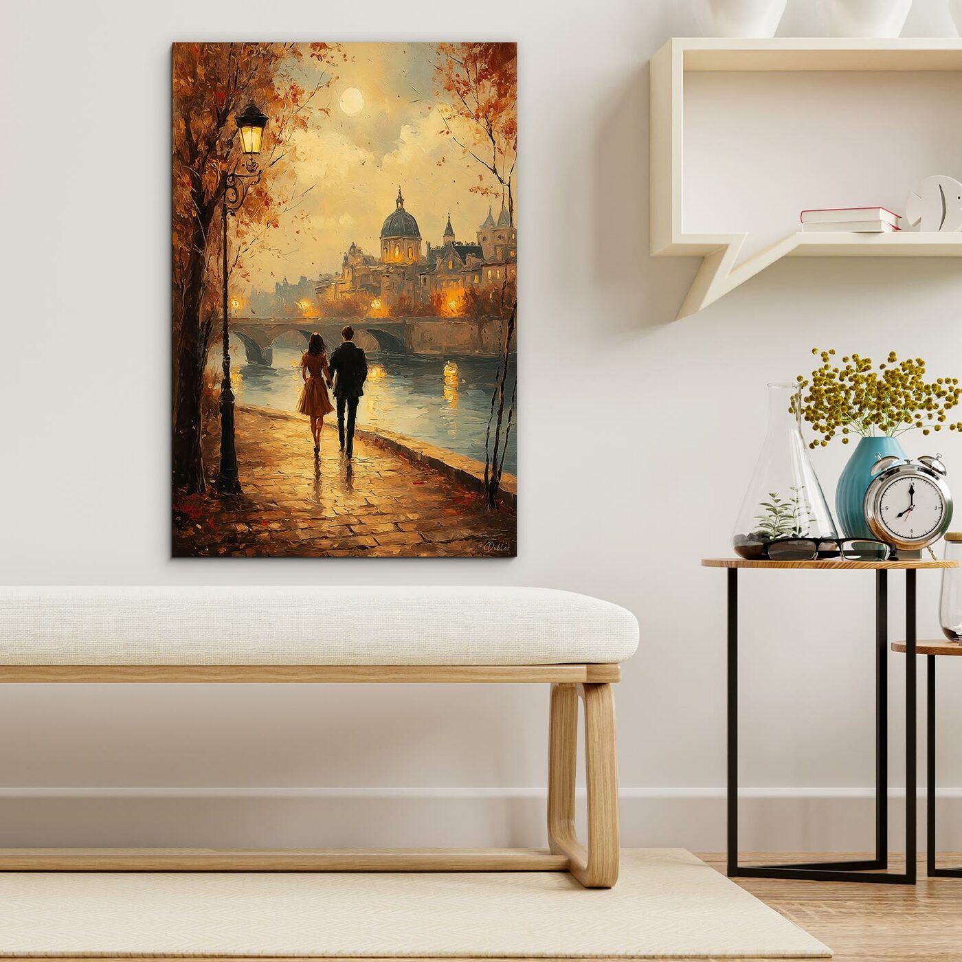 Maľovaný obraz do spálne - Láska v meste