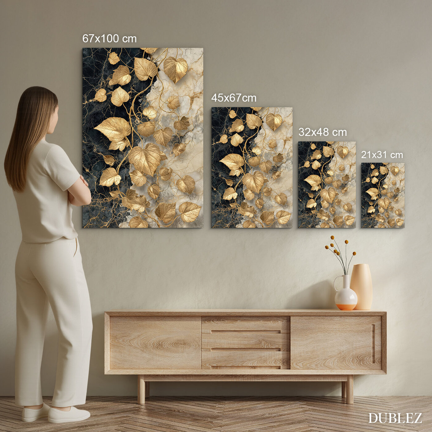 Stylish painting - Golden vine leaves